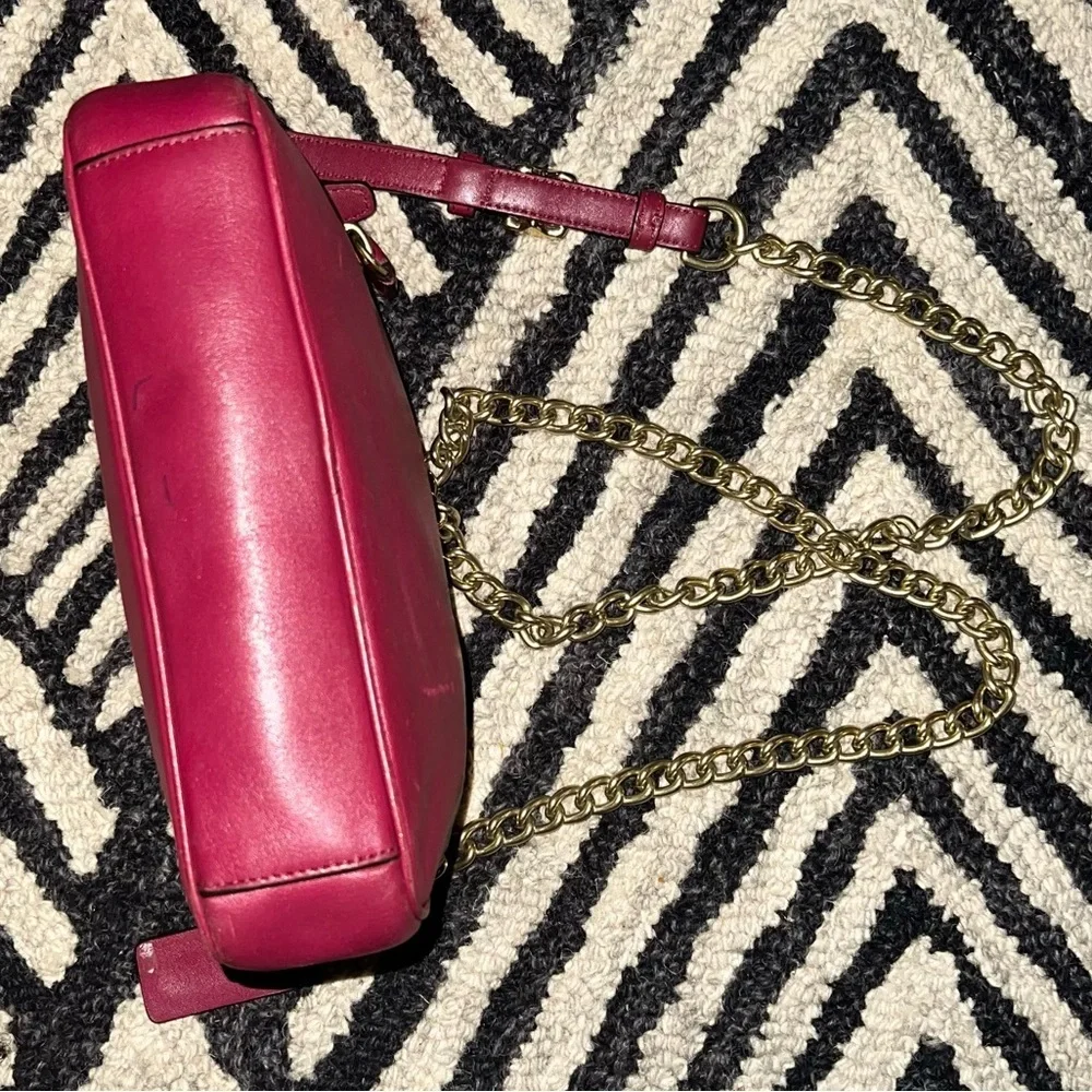 Coach Burgundy Leather Crossbody Bag with Gold Chain